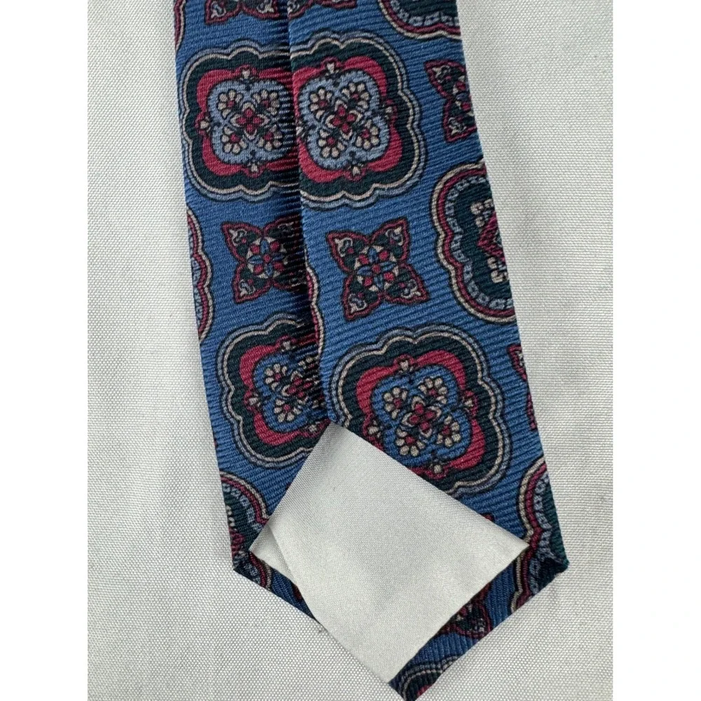 Countess Mara Silk Necktie Blue Geometric‎ Pattern Luxury Mens Formal